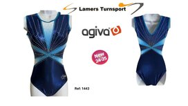 Mouwloze blauw glinsterende sterren turnpakje Ref:&nbsp;1443 www.lamers-turnsport.com