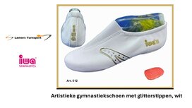 Artistieke Gymnastiekschoen met glitterstippen, wit