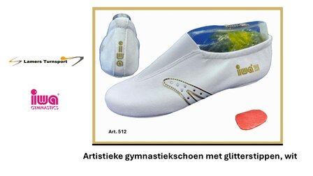 Artistieke Gymnastiekschoen met glitterstippen, wit