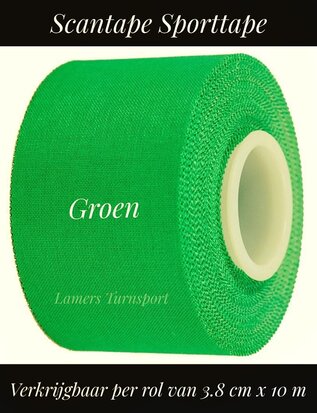 Scantape sporttape groen 3.8 x 10 m www.lamers-turnsport.com