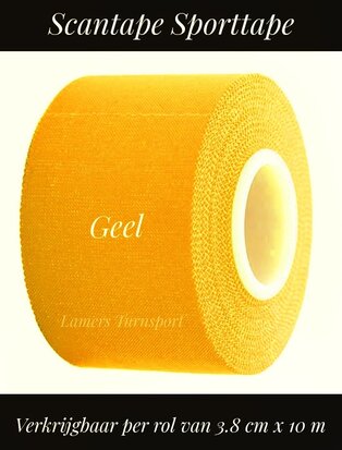 Scantape sporttape geel 3.8 x 10 m www.lamers-turnsport.com