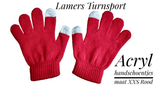 Acryl handschoentjes XXS Geel-Rood-Groen www.lamers-turnsport.com