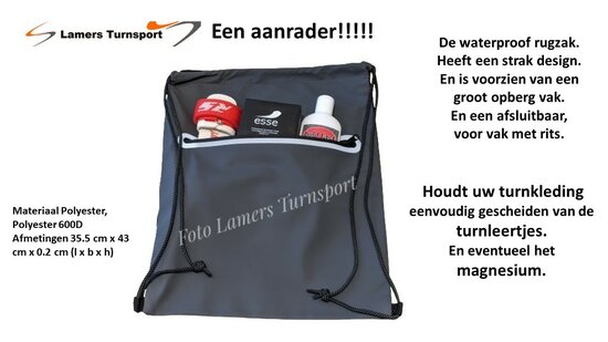 De waterproof rugzak opbergtas www.lamers-turnsport.com