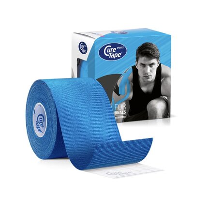 CureTape Sports kinesiotape Blue afmeting per rol 5cm x 5m. www.lamers-turnsport.com