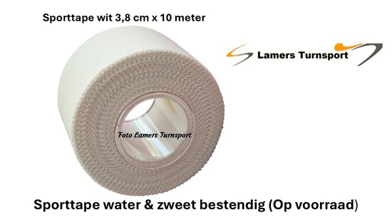 Sporttape wit 3.8 cm x 10 m water & zweet bestendig  www.lamers-turnsport.com