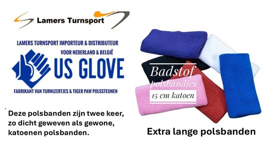 Badstof polsbanden 100% katoen 15 cm www.lamers-turnsport.com