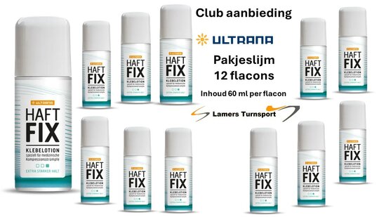 Ultrana Haft-Fix 12 flacons Club verpakking &euro; 12,50 per Flacon www.lamers-turnsport.com