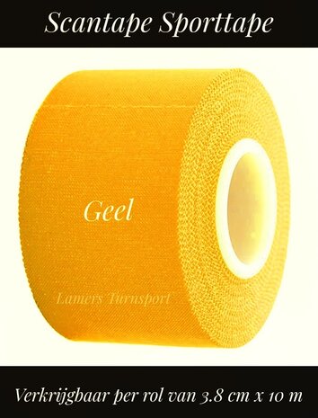 Scantape sporttape geel 3.8 x 10 m www.lamers-turnsport.com