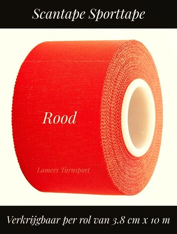 Scantape sporttape rood 3.8 x 10 m www.lamers-turnsport.com