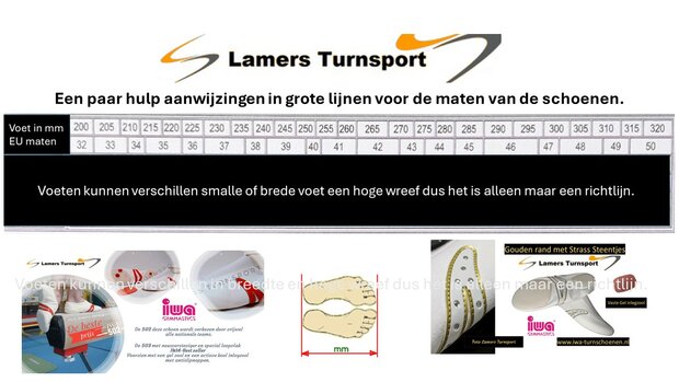 Maten voor de schoen www.lamers-turnsport.com