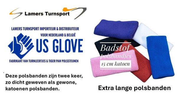 Badstof polsbanden 100% katoen 15 cm www.lamers-turnsport.com