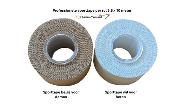 Sporttape beige & wit  per rol 3,8 x 10 meter