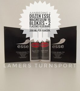 Aanbieding 2 dozen Esse magnesium + 2 hold fast vloeibare flacon á 200 ml per flacon www.lamers-turnsport.com