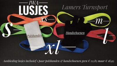 Lusjes IWA 1 paar + 1 paar polsbanden + 1 paar handschoenen www.lamers-turnsport.com