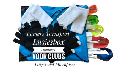 Lusjesbox lusjes met Microfaser aanbieding compleet voor clubs www.lamers-turnsport.com